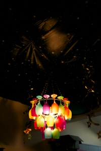 The bewitched ceiling and my new funky chandleier!